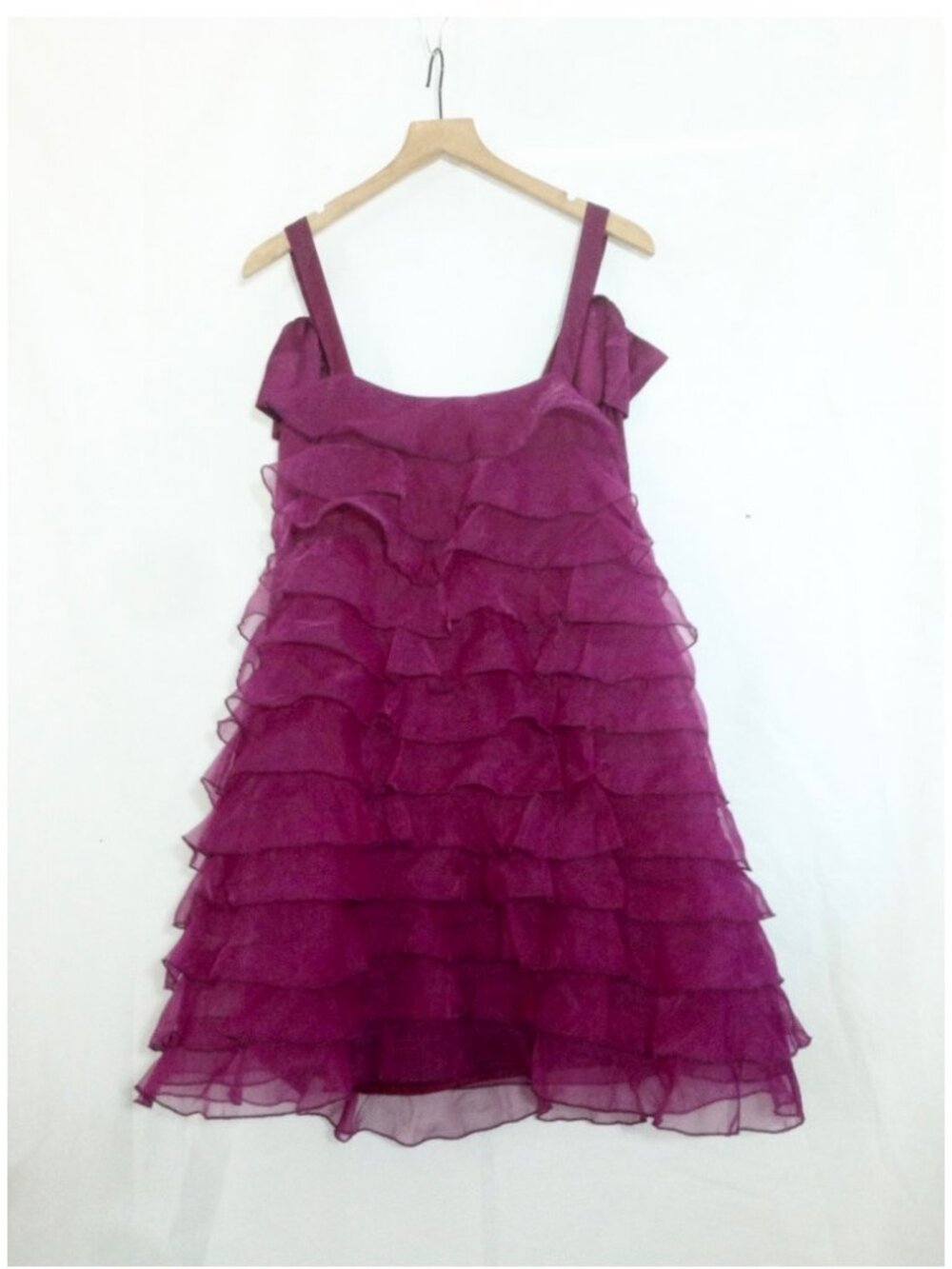 BHLDN Emme Bow-Strap Tiered Organza Mini Dress Sample - Small - NWT
